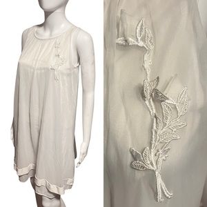 Vintage Texsheen Lingerie Nightgown – Sheer Overlay – White – Women’s Size S